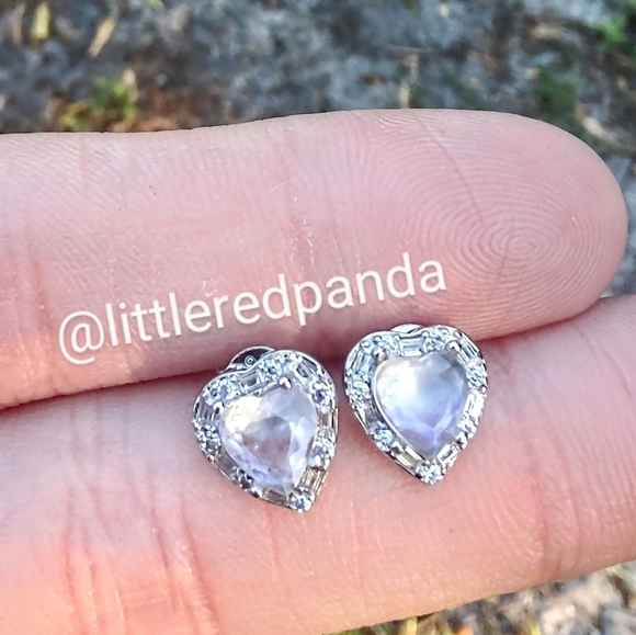 Moonstone and CZ studs - Picture 3 of 4